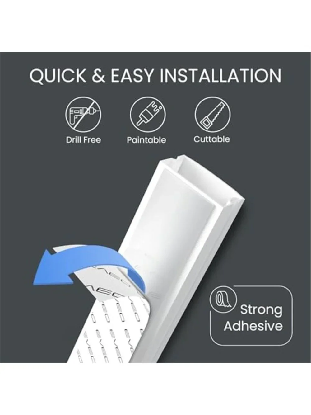 Cable Raceway Cord Hider Wall Wire Cover Cable Management Kit Paintable White